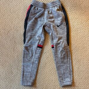Nike Kids Heather Gray Joggers with Black and Red Accents